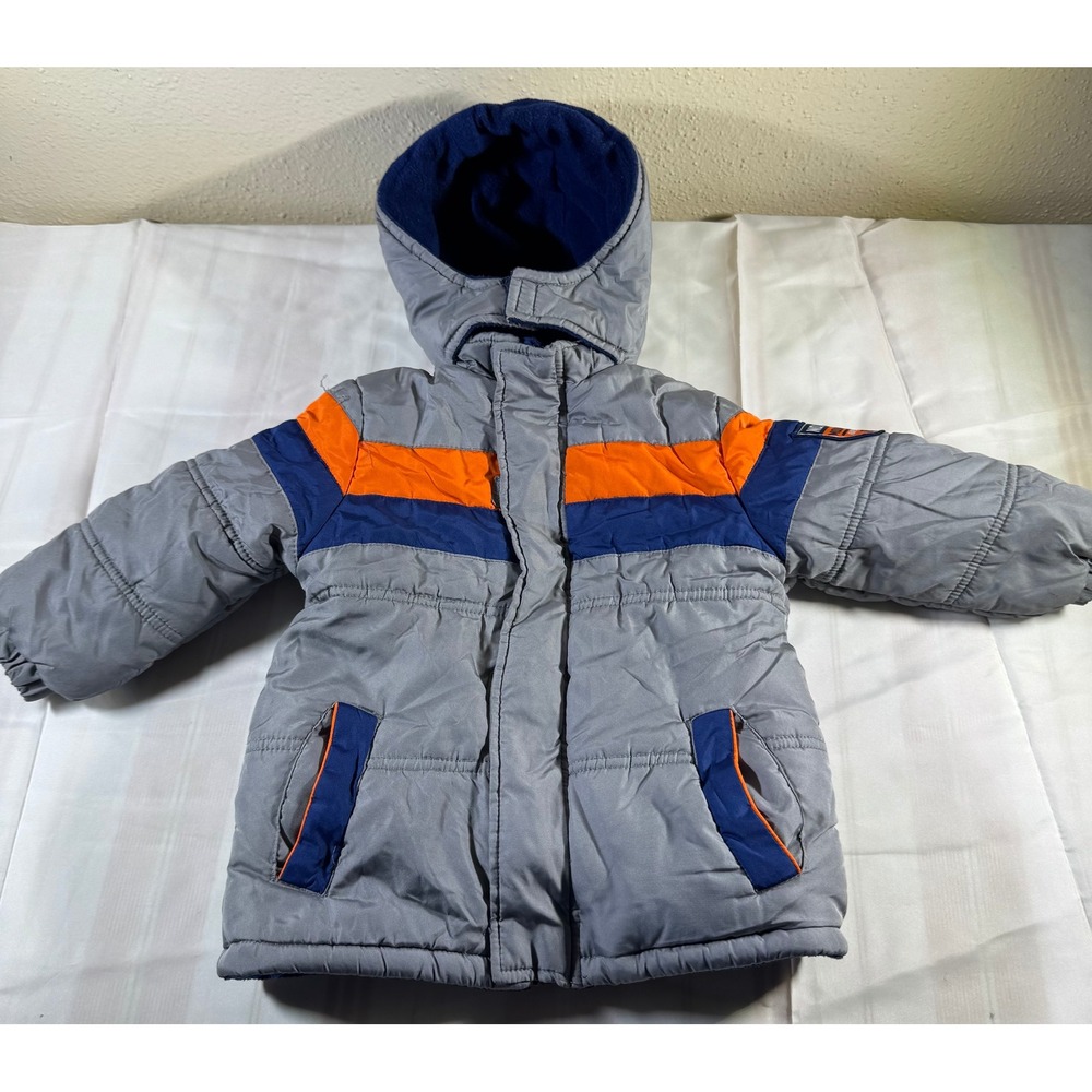 iXtreme Boys Gray Orange Blue Colorblock Fleece Lined Puffer Winter Jacket 2T
